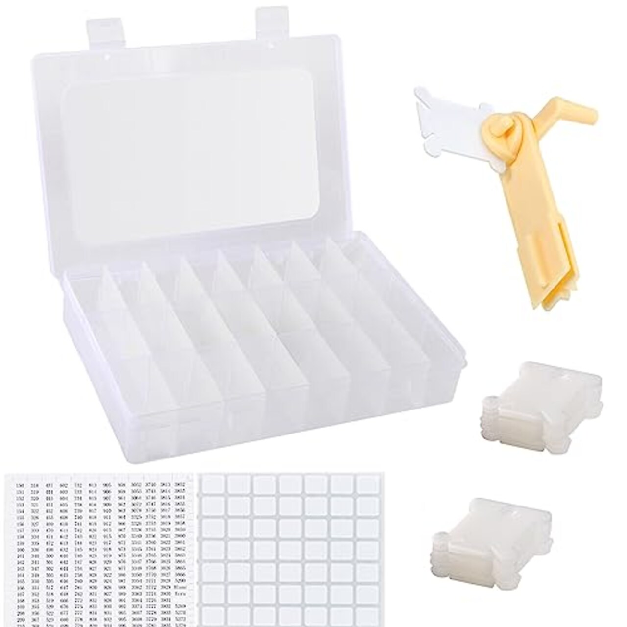 Embroidery Floss Organizer, Cross Stitch Thread Storage Box Tools - Bobbin  Winder, 1 Removable 24 Compartments with 40 Hard Plastic Floss Bobbins and  Stickers for Craft DIY Embroidery Sewing Storage